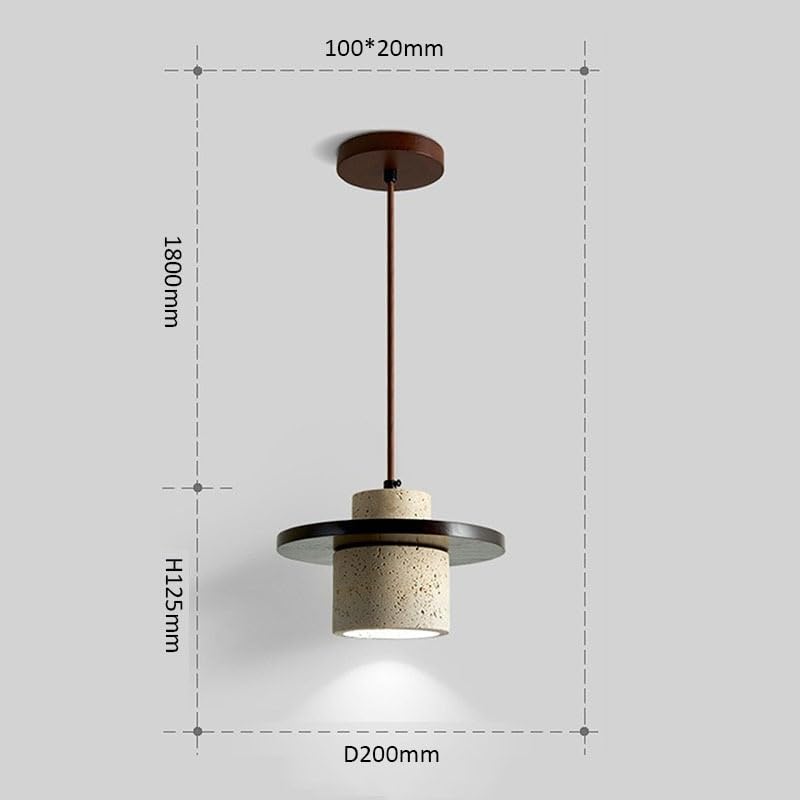 Lampe à suspension LED pierre jaune éclairage table à manger bois noyer