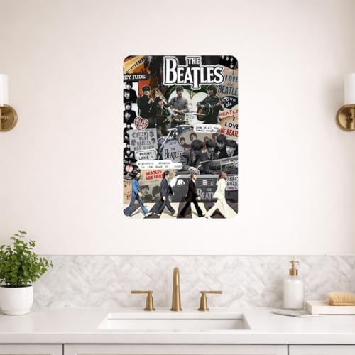 Image of Zesta Bathroom Decor Items Washroom Decor Tin Sign | Aesthetic Posters Wall Poster for Bedroom | Magnetic Cafe Decoration Items / Restaurant Decorations Items | Quirky Home Decor Bar Accent (Beatles (5))
