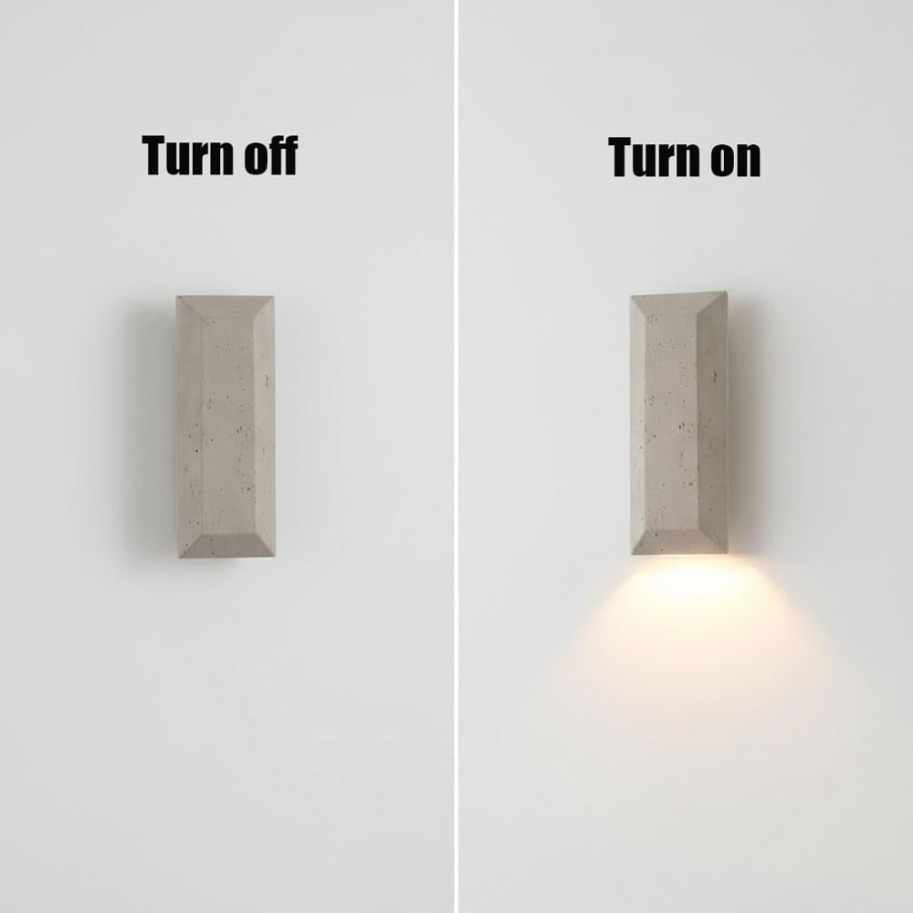Applique rettangolare da 9,8 pollici in travertino giallo, con sorgente luminosa a LED, lampada da parete in pietra naturale, stile industriale, ideale per soggiorno, ristorante e camera da le