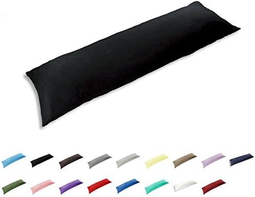 Gyulin 100% Cotton 300 Thread Count Envelope Style 5ft King Bed Size Body Pillow Cover Pillowcase Pillow Protector Cushion Cover Non Zippered Only Cover No Insert 20"x60"/51x150cm Black