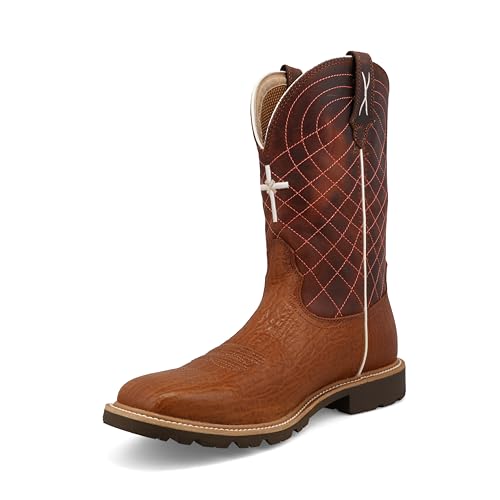 Twisted X Men's 11" Tech X Boot, Wide Square Toe with CellStretch and Tech X, Umber & Baked Clay, 9.5 D