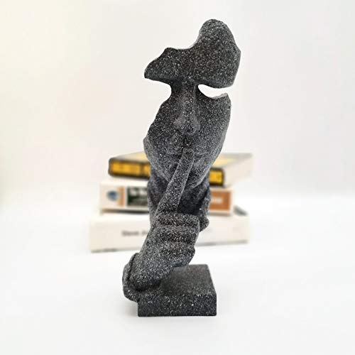 Thinker Statue Keep-Silence Office Décor - Silence Is Gold Abstract Sculpture Keep Silent Men Figurine Creative Face Sculpture(Stone) #TOP6