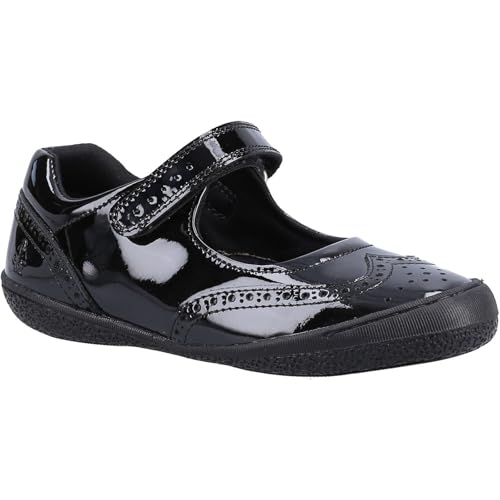 Hush Puppies Girls Rina Patent Junior School Uniform Shoe, Black, 1 UK Child