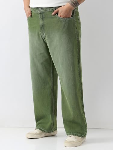 Image of Urbano Plus Men's Loose Baggy Fit Washed Jeans Non-Stretchable