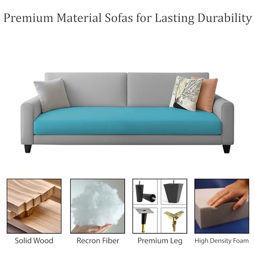 Image of Kathleen 3 Seater Sofa Set for Living Room - Foldable Convertible Couch Furniture for Home, Office or Guest Use, Modern Designer Stylish Comfortable (Turquise Grey)
