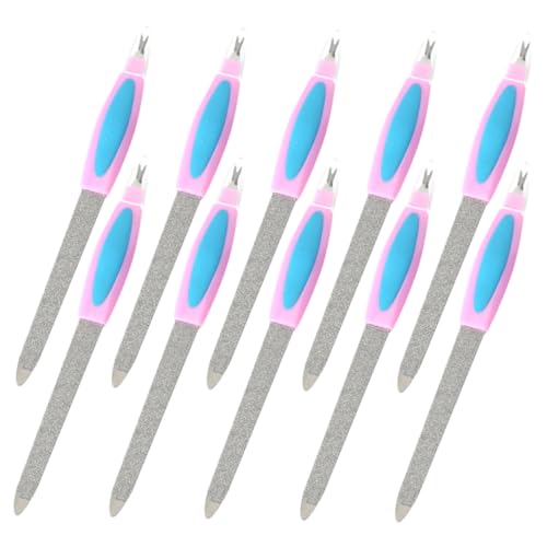 Beavorty 10個 再利用可能な爪やすり グリットネイルストリップ 爪用爪やすり ネイルバッファリングファイル 爪磨きストリップ 爪やすり 爪やすりバルク 爪磨きファイル プラスチック