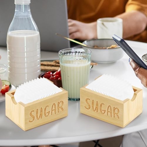 2 Pcs Wood Sugar Packet Holder Sugar Packet Dispenser Sugar Packet Organizer Coffee Caddy Organizer Tea Bag Organizer Small Tea Storage Box Bamboo for Coffee Bar Drawer Counter Home Restaurant - Thumbnail 7