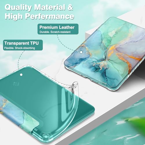 Fintie Case for 7" All-New Kindle Paperwhite 12th Generation 2024 & Kindle Colorsoft 2024/2025, Ultra Clear Soft Light Transparent TPU Back Cover Auto Wake/Sleep, Emerald Marble by FINTIE - Used condition - Image 4