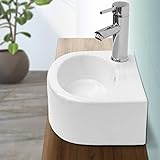 ECD Germany Lavabo sobre Encimera Ovalado con Agujero Conexión Estandar - Cerámica Blanca - Lavamanos Moderno para Cuarto de Baño - 335 x 255 x 130 mm - Fregadero Aseo Sin el Juego de Drenaje