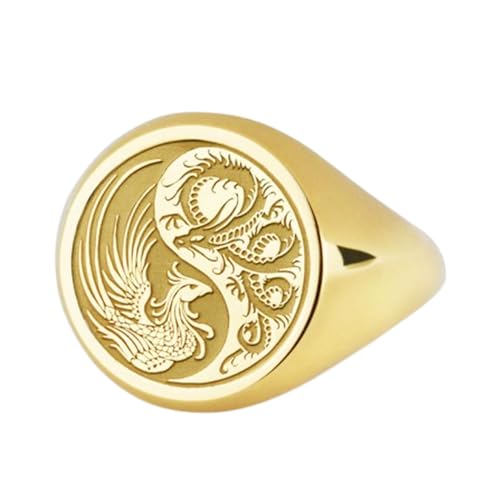 Bague Phénix et Dragon bague plaquée or idéale pour un cadeau d'anniversaire unique