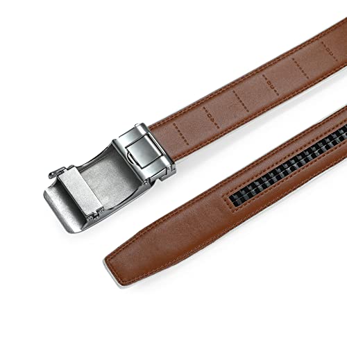 Men's Belt,Men's Real Leather Ratchet Dress Belt with Automatic Buckle,Elegant Gift Box4