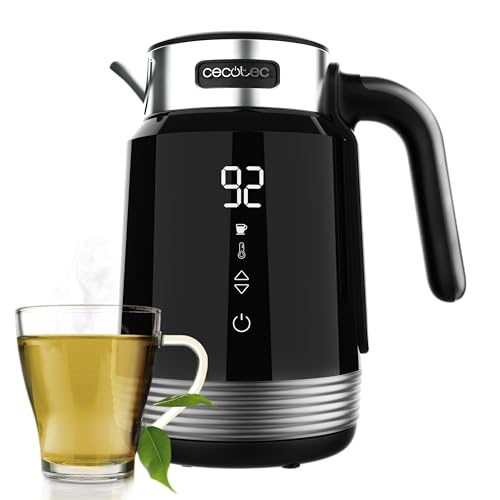 Cecotec Hervidor De Agua de 1,7L Eléctrico ThermoSense 600 Touch Black. 2200W, Libre De BPA, Acero...