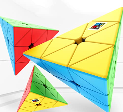 Amaza 3X3 Pyramid Speed Cube Brain Teasers 3X3X3 Speed Cube Triangle Puzzle Magic Cube Brain Teaser Puzzle Stickerless Cube Toy Vivid Color #TOP6
