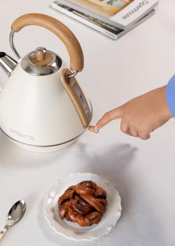 CREATE/KETTLE RETRO L/Bouilloire électrique Blanc cassé/Ébullition rapide, capacité 1,7l, arrêt automatique, filtre anti-calcaire, arrêt automatique, indicateur de niveau d'eau, Ø19 cm, 2200 W