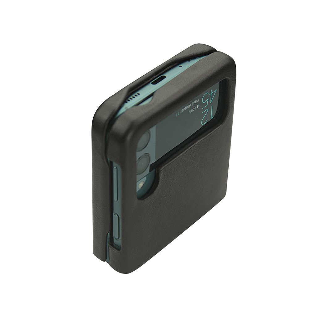 Noreve - Coque Cuir Seconde Peau pour Samsung Galaxy Z Flip4 - Finitions Haut de Gamme, Cuir Véritable - Coque Arrière Slim Élégante, Protection Anti-Choc