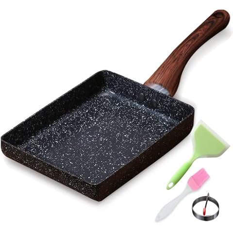 Sartén Tamagoyaki antiadherente SKEAP, 7 x 5 pulgadas, negro Cover