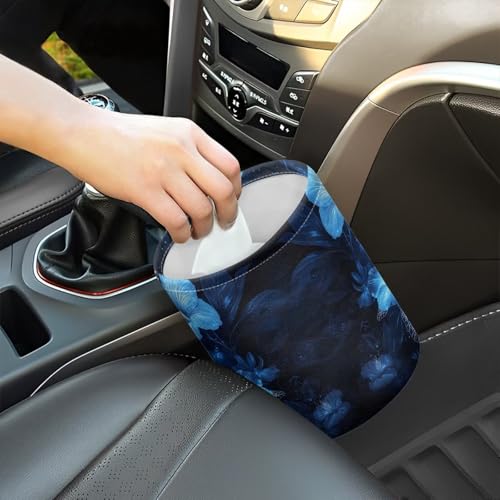Image of Sea Trutle Car Trash Bag Blue Hibiscus Floral Car Trash Can for Front Seat, Back Seat, Floor, Headrest-Easy to Clean Cars Garbage Accessory Car Interior Decoration