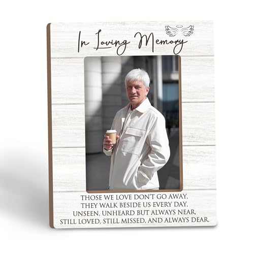Tpbnnyqi in Loving Memory Picture Frame 5x7 Memorial Remembrance Gifts Wooden Photo Frame for Tabletop Desk Display Bereavement Sympathy Gifts for Loss of Loved One Home Room Decor