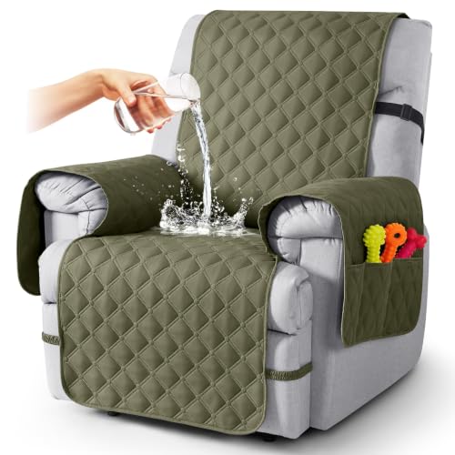Image of TAOCOCO 100% Waterproof Recliner Chair Covers Reversible 22 inch, Gray Green