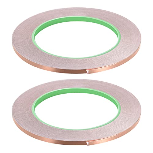 Image of Copper Foil Tape Conductive Adhesive Double Sided, [for EMI Shielding, Stained Glass, Paper Circuits, Grounding] - 5 /32 inch /98ft /2 Roll