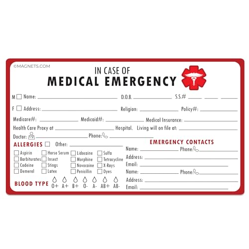 (2 Pack) Medical Emergency Magnet – Refrigerator Emergency Medical Info Magnet – Essential Health Contact List – Made in USA
