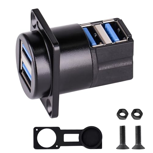 Acoplador USB 3.0 dual montaje panel 90° miniatura 1