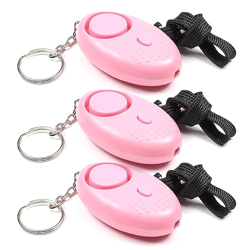 Image of Othmro 3Pcs 120DB Personal Security Alarm Keychains Safe Sound Personal Alarms with LED Lights Emergency Safety Alarm Keychains for Women Men Children Elderly Bags Backpacks Suitcases Pink