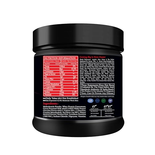 Image of Anabolic Mass Gainer, 500g, Irish Chocolate | High Protein Carbs, With Creatine, BCAA & Glutamine, Digestive Enzymes, For Muscle Gain & Fast Growth