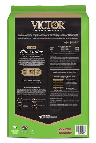 Image of VICTOR Elite Canine Large Breed Dry Dog Food - Chicken & Fish Meal, 40 lb | Super Premium Dog Food, 25% Protein, 14% Fat, Gluten Free, For Puppies and Large Breed Dogs, Hip & Joint Support, Made in USA