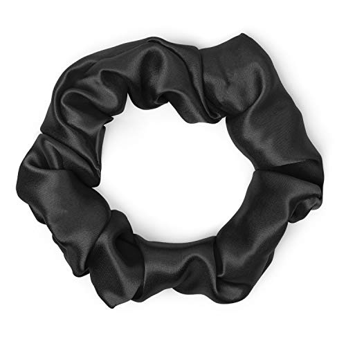 Satin Scrunchies Premium Quality 100% Silk Ponytail Holders Choose Size Many Colors Scrunchie King Made in the USA (standard, black)