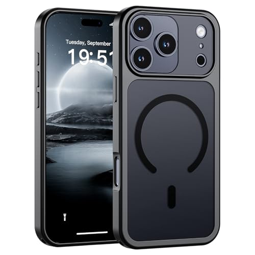 Image of SUPFINE Magnetic for iPhone 17 Pro Max Case Black | (Compatible with MagSafe)(Military Grade Drop Protection)(Camera Protection)Translucent Matte Phone Cover