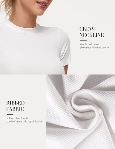Peauty White Maternity Ribbed T-Shirts Loungewear Casual Work Short Sleeves Petite Basic Spring Summer thumb #5