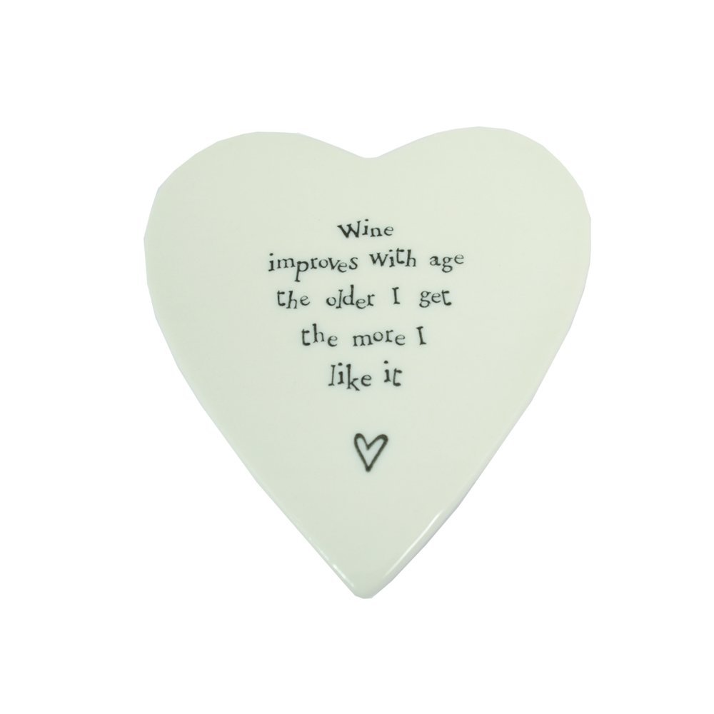 Wine Improves With Age The Older I Get The More I Like It Heart Porcelain Coaster