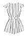 Romwe Women's Casual Vertical Striped Jumpsuit Romper with Belt White S