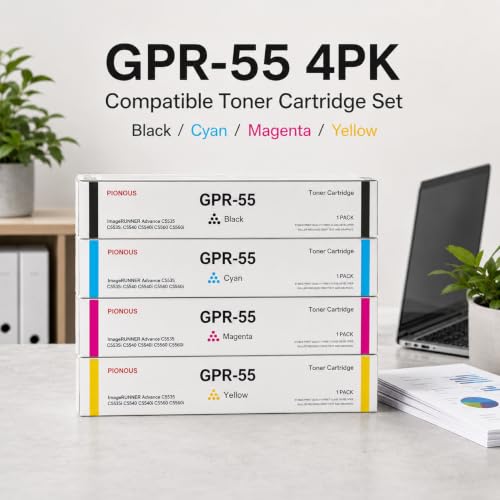 Image of GPR55 GPR-55 Toner Cartridge Set (4-Pack, 1BK+1C+1M+1Y) Compatible GPR 55 Toner Replacement for Canon GPR-55 Toner Cartridge imageRUNNER Advance C5535 C5535i C5540 C5540i C5560 C5560i C5550i Printer