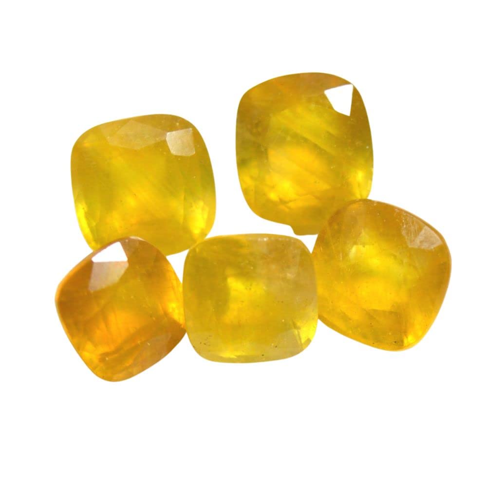 Natural Yellow Sapphire at Wholesale Lot (Rs 225/carat) Fine Quality Cushion Shape पुखराज Loose Gemstone for Reselling Astrologers Jewellers Crystal Kanya Rashi Virgo Zodiac Sign-image-40
