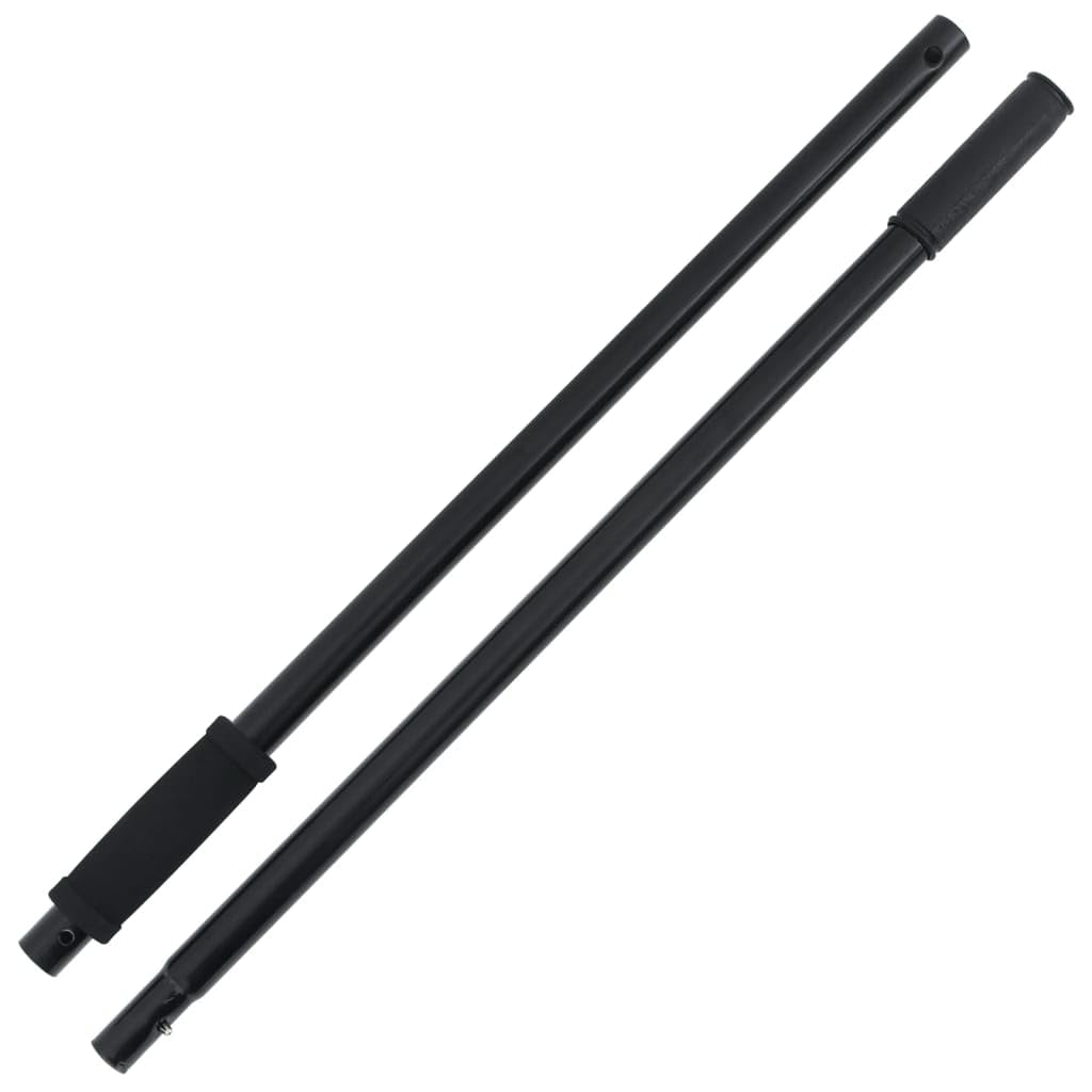 Mango de acero negro Ø3,5 x 127,5 cm, dos piezas con mango antideslizante, mango de repuesto para tenedor, para establo, pasto y forraje