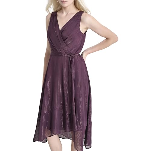 Image of DKNY Women's Sleeveless Tie Fit & Flare Midi Dress
