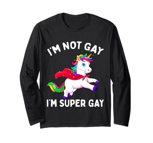 Bandiera LGBT Pride LGBTQ Io Non Sono Gay Sono Gay Super Gay Maglia a Manica