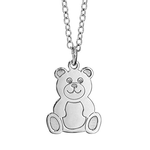 Bijoux Laperledargent Collier Argent rhodié (Argent 925‰ + Protection Rhodium) Ourson 35+5cm + écrin (Offert) + Certificat d'Authenticité Argent 925‰ Cover