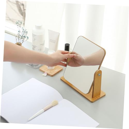 Espejo de maquillaje de madera giratorio ajustable miniatura 4