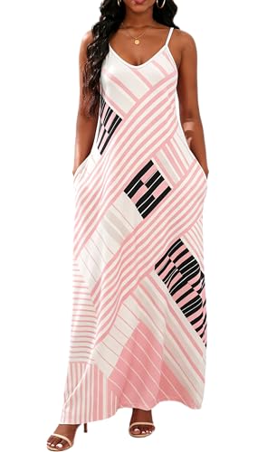 Image of vunahzma Womens Casual Fashion Sleeveless Plus Size Loose Long Sexy Maxi Dress with Pockets