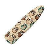 Bügelbrettbezug 140X45 Grüne Eule Bezug für Dampfbügelstation | Hitzebeständig, Reflektierend, Waschbar, mit Schnurbindung Bedruckt Bügelbretter