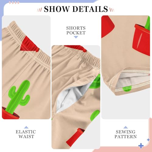 J JOYSAY Potted Cactus Plant Beige Pajamas Pants Soft Long Pajama Bottoms Lounge Sleep Pants Size S-XL4