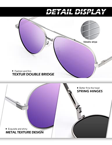 NSSIW Aviator Sunglasses for Men and Women, Polarized Pilot Sun Glasses with Premium Spring Hinge and UV Protection3