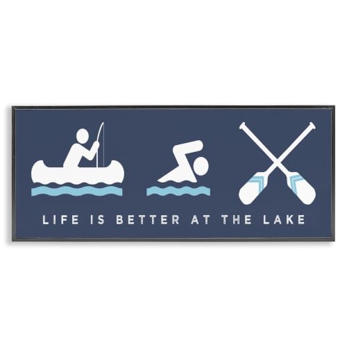Lake House Water Fun Sign, 13 x 30 Inch Framed Giclée Print