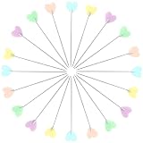 SOVOEY 200pcs Love Flat Head Pins - Sewing Pins for Fabric Long 2.16inch Straight Pins with Colored