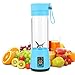 Frullatore Portatile, Spremiagrumi Elettrico Miscelatore USB, Di Succo Personale Tazza In Plastica Ricaricabile Robot Cucina Estrattore Uova Portatile Per Esterni Domestici,Blue-6-blades