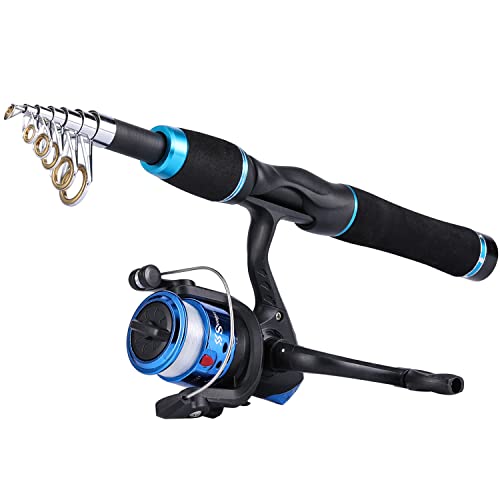 Sougayilang Kids Fishing Pole with Spinning Reels,Telescopic Fishing Rod for Travel Freshwater Bass Trout Fishing(Blue) - Image 3