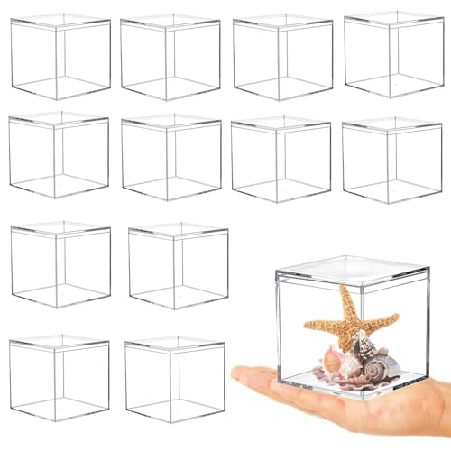 KissYou 12-Pack Acrylic Square Cube Jewelry, Candy Box, 3.35x3.35x3.35 Inch